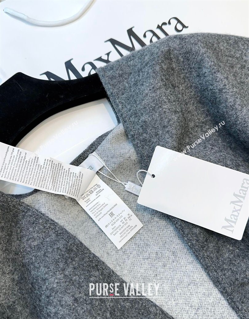 MaxMara Wool Cape with Fringes Grey 2025 BR091028 (SHI-250910084)