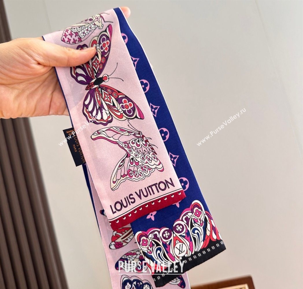 Louis Vuitton Butterfly Silk Bandeau Scarf Light Pink 2025 LV091023 (SHI-250910070)