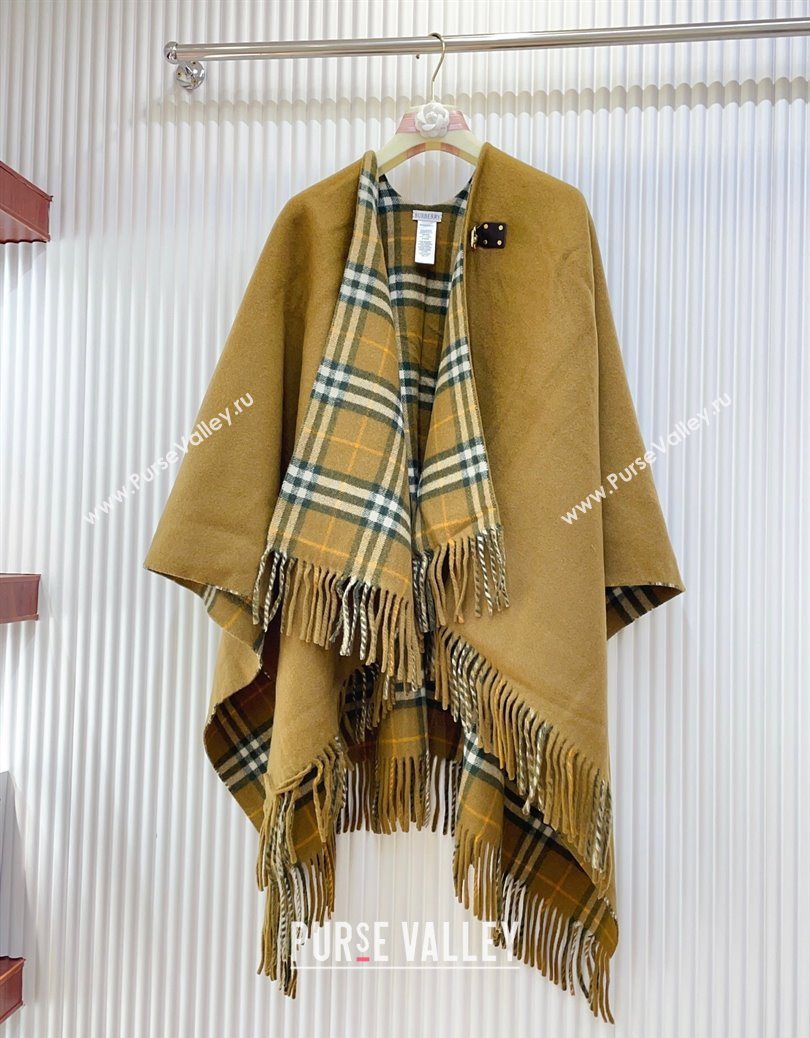 Burberry Wool Lambskin Cape with Fringes Camel 2025 BR091029 (SHI-250910085)