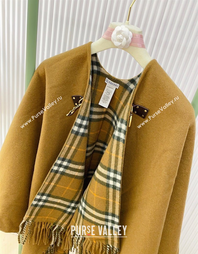 Burberry Wool Lambskin Cape with Fringes Camel 2025 BR091029 (SHI-250910085)