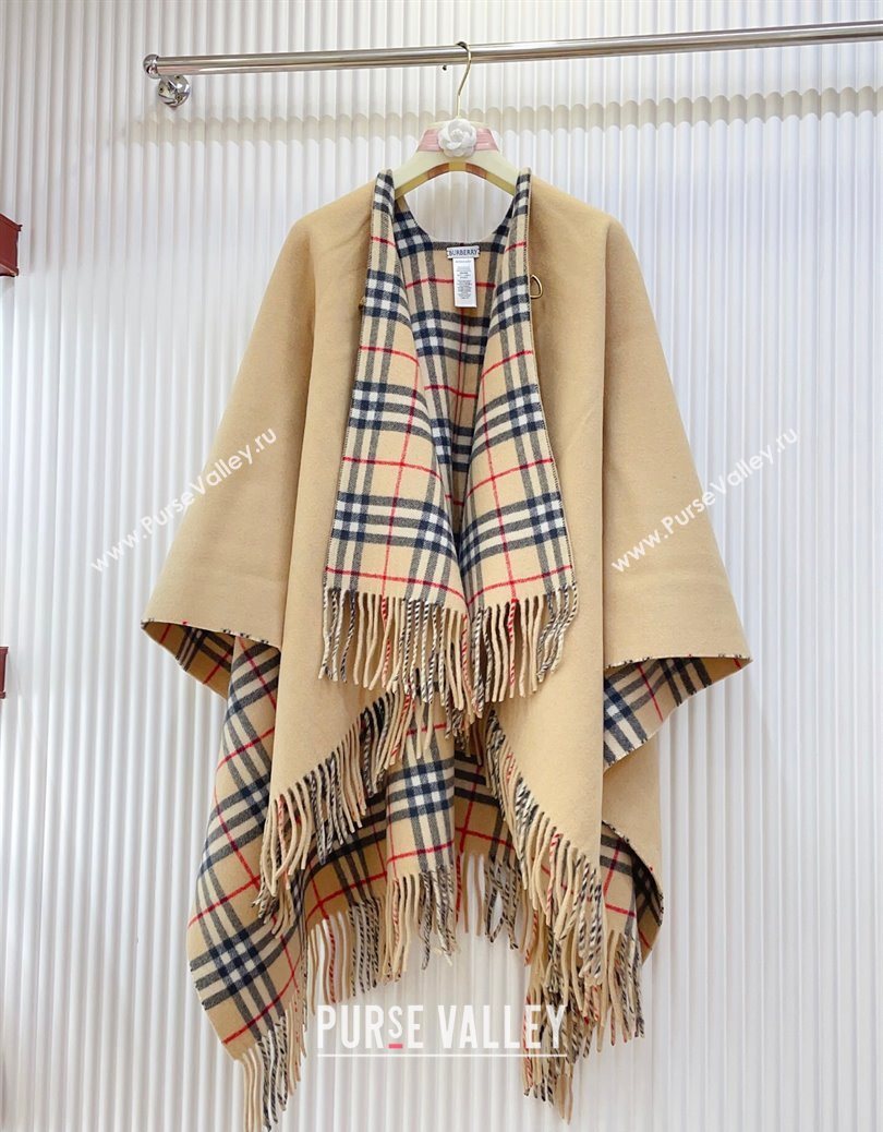 Burberry Wool Lambskin Cape with Fringes Beige 2025 BR091029 (SHI-250910086)