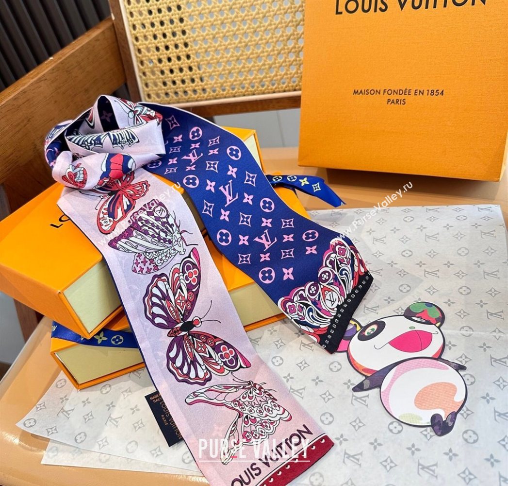 Louis Vuitton Butterfly Silk Bandeau Scarf Light Pink 2025 LV091023 (SHI-250910070)