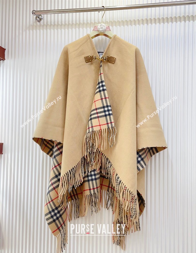 Burberry Wool Lambskin Cape with Fringes Beige 2025 BR091029 (SHI-250910086)