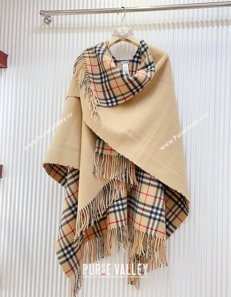 Burberry Wool Lambskin Cape with Fringes Beige 2025 BR091029 (SHI-250910086)