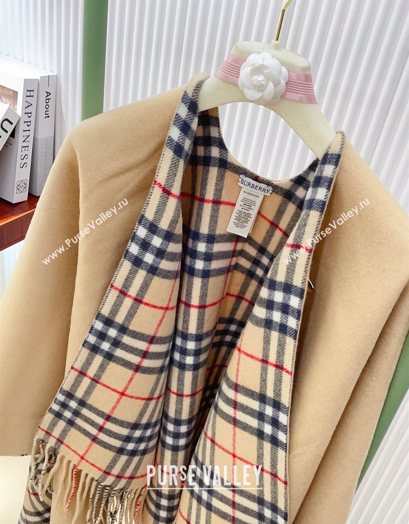 Burberry Wool Lambskin Cape with Fringes Beige 2025 BR091029 (SHI-250910086)