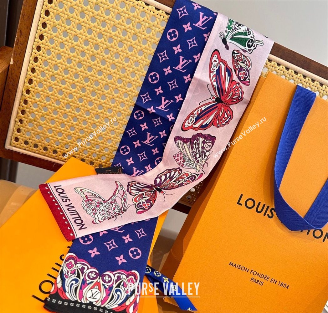 Louis Vuitton Butterfly Silk Bandeau Scarf Light Pink 2025 LV091023 (SHI-250910070)