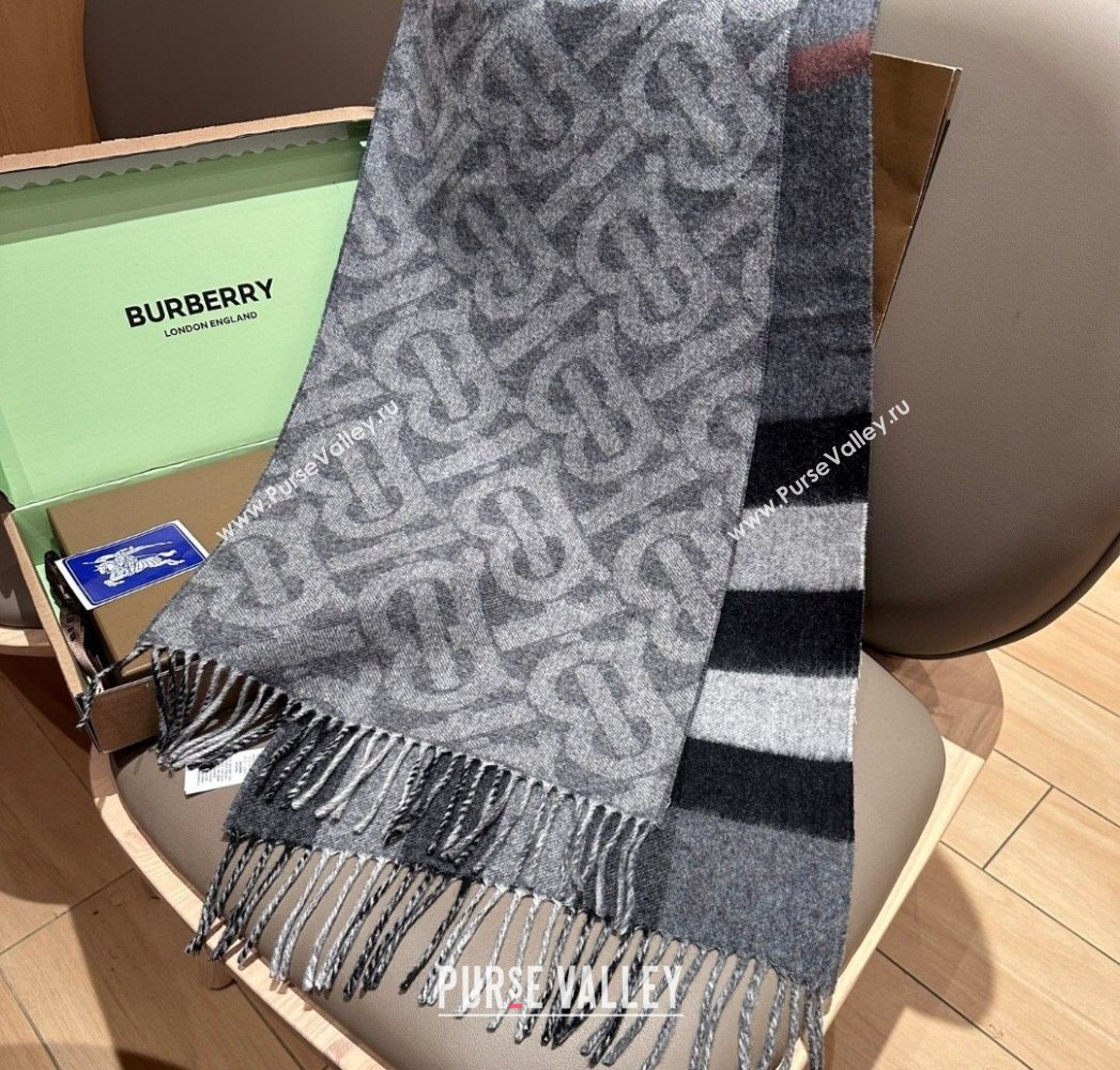 Burberry TB Cashmere Wool Long Scarf 30x180cm Grey 2025 BR091018 (XMN-250910055)