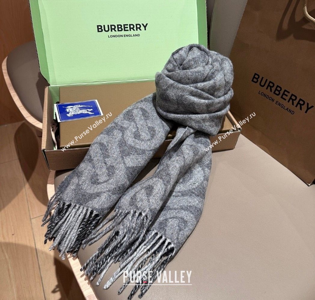 Burberry TB Cashmere Wool Long Scarf 30x180cm Grey 2025 BR091018 (XMN-250910055)