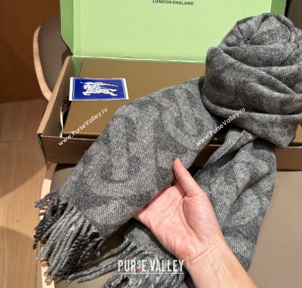 Burberry TB Cashmere Wool Long Scarf 30x180cm Grey 2025 BR091018 (XMN-250910055)