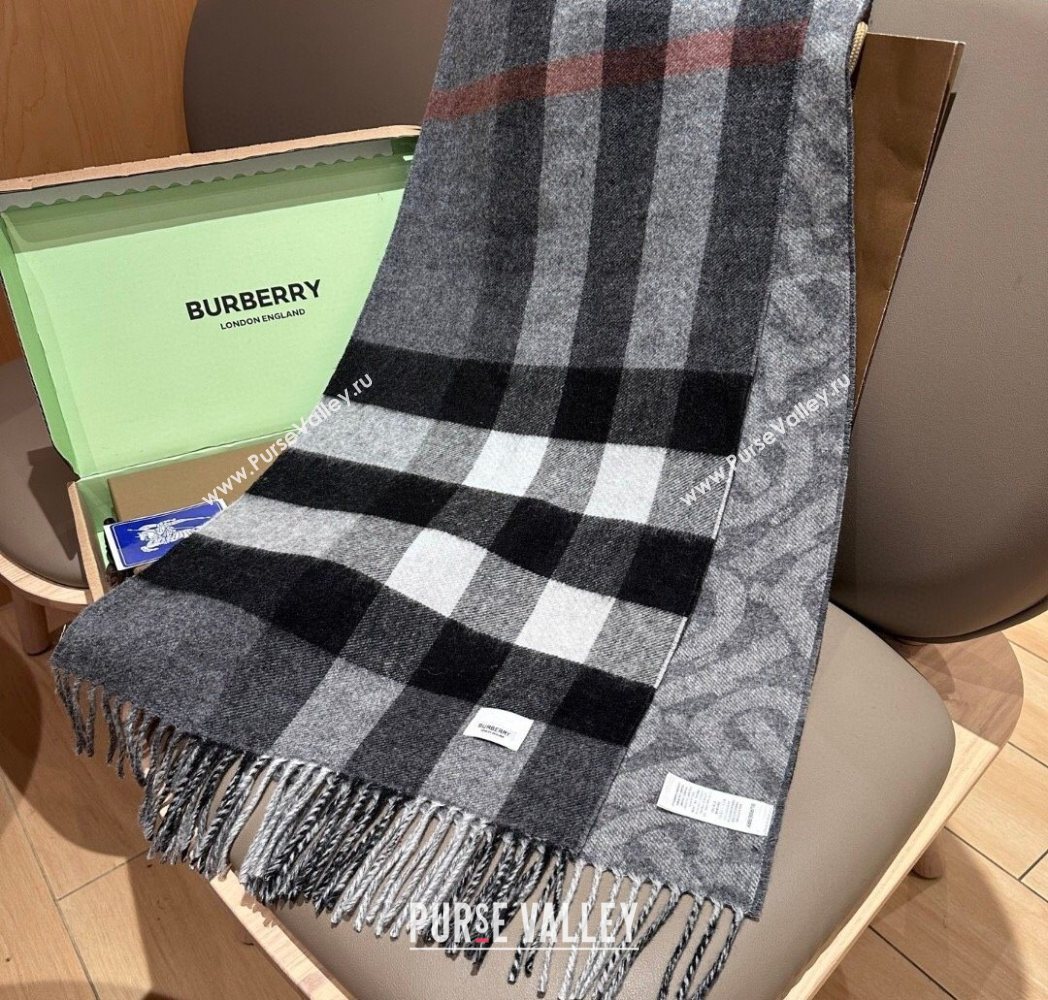 Burberry TB Cashmere Wool Long Scarf 30x180cm Grey 2025 BR091018 (XMN-250910055)