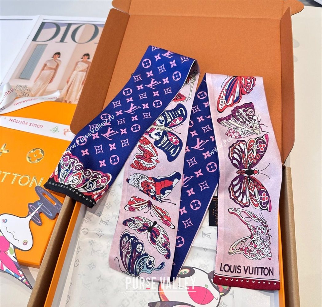 Louis Vuitton Butterfly Silk Bandeau Scarf Light Pink 2025 LV091023 (SHI-250910070)