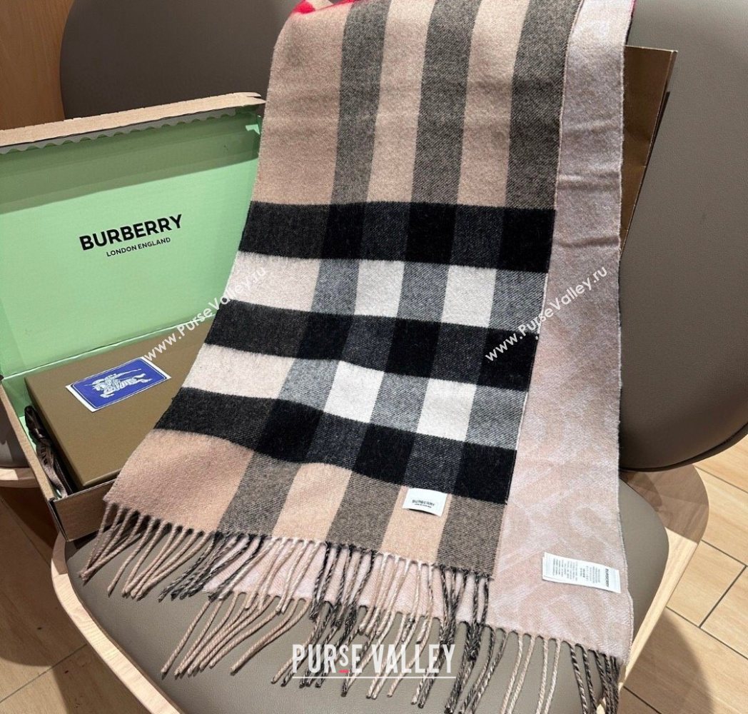 Burberry TB Cashmere Wool Long Scarf 30x180cm Pink 2025 BR091018 (XMN-250910057)