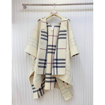 Burberry Cashmere Reversible Hoodlie Cape with Fringes Stone Beige 2025 BR091030 (SHI-250910087)