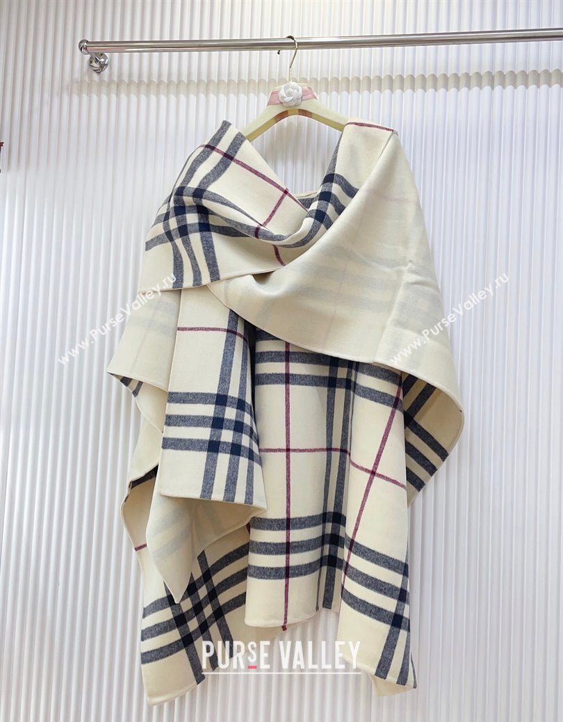 Burberry Cashmere Reversible Hoodlie Cape with Fringes Stone Beige 2025 BR091030 (SHI-250910087)