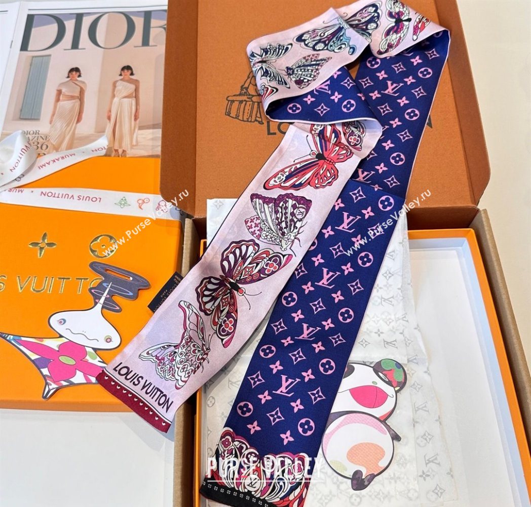 Louis Vuitton Butterfly Silk Bandeau Scarf Light Pink 2025 LV091023 (SHI-250910070)