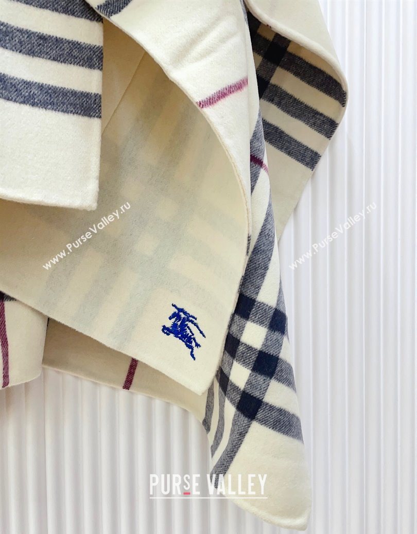 Burberry Cashmere Reversible Hoodlie Cape with Fringes Stone Beige 2025 BR091030 (SHI-250910087)