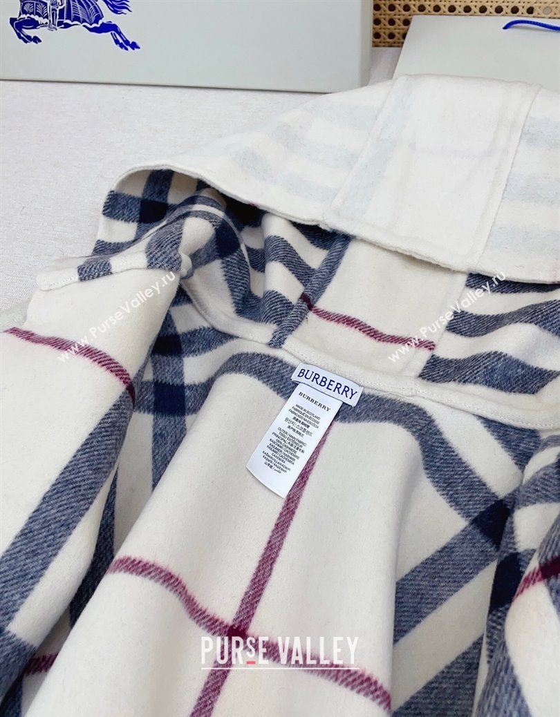 Burberry Cashmere Reversible Hoodlie Cape with Fringes Stone Beige 2025 BR091030 (SHI-250910087)