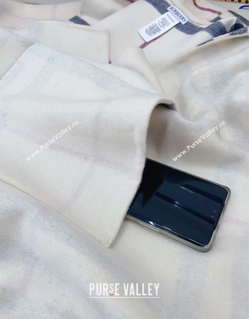 Burberry Cashmere Reversible Hoodlie Cape with Fringes Stone Beige 2025 BR091030 (SHI-250910087)