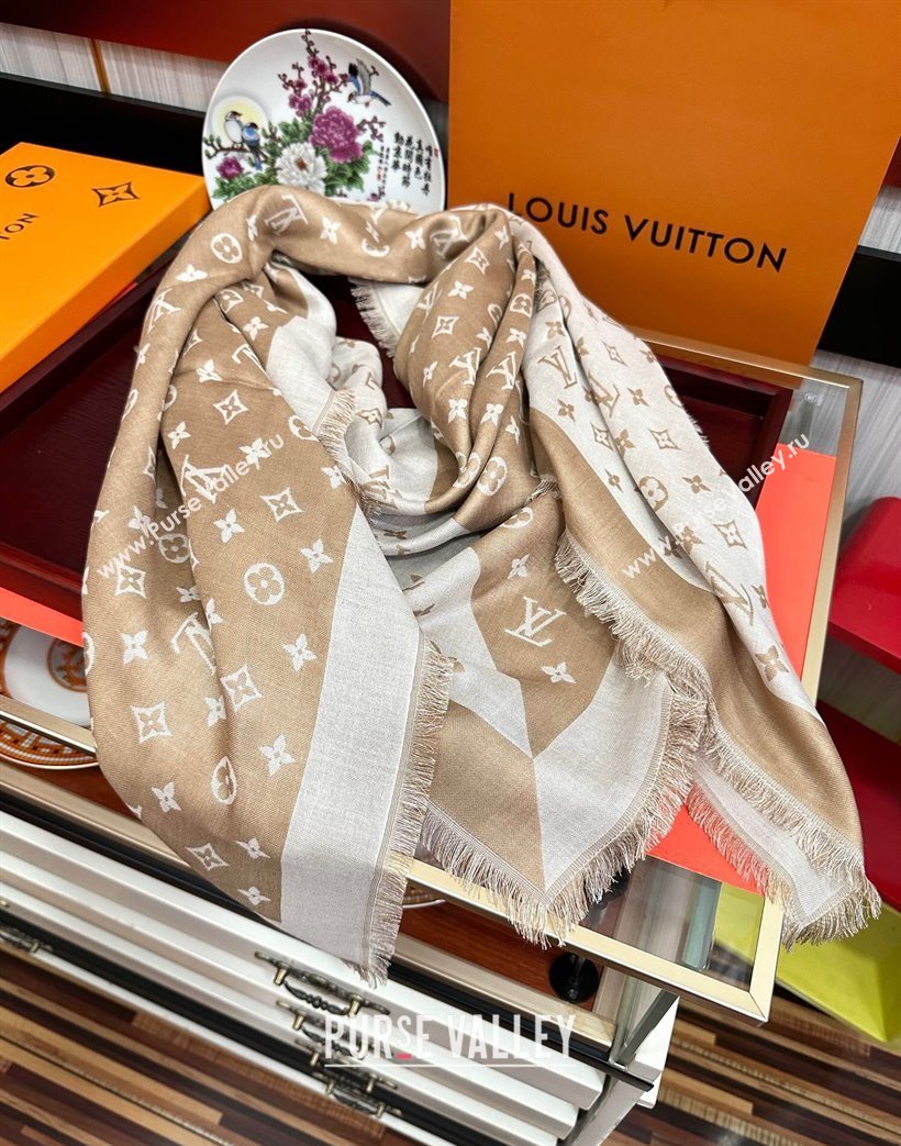 Louis Vuitton Cashmere Patchwork Square Scarf 140x140cm Gold-Tone 2025 LV091012 (XMN-250910035)
