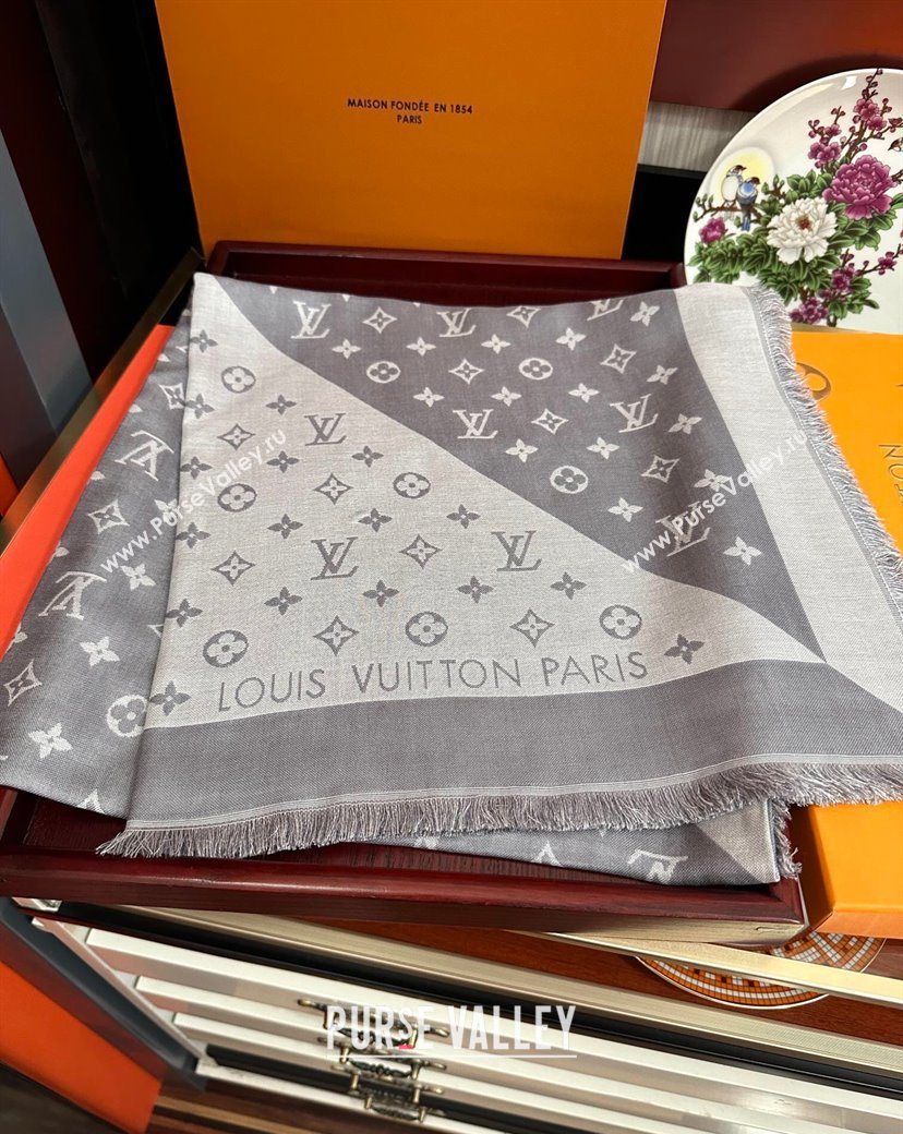 Louis Vuitton Cashmere Patchwork Square Scarf 140x140cm Grey 2025 LV091012 (XMN-250910036)
