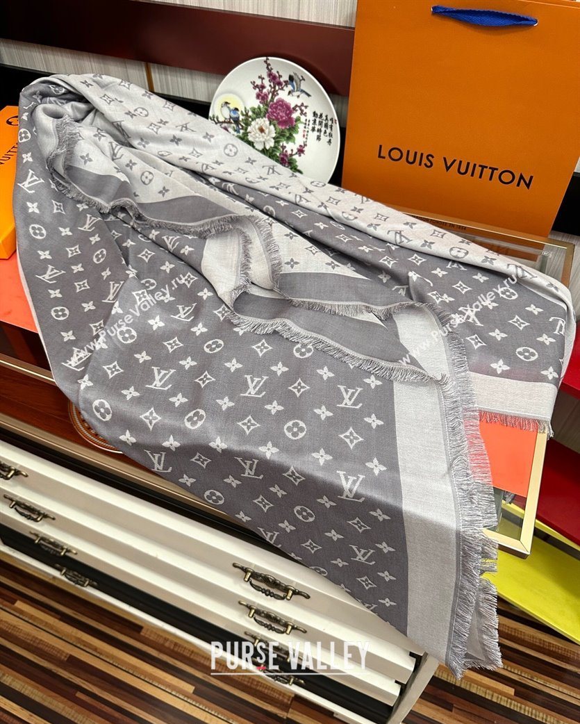 Louis Vuitton Cashmere Patchwork Square Scarf 140x140cm Grey 2025 LV091012 (XMN-250910036)