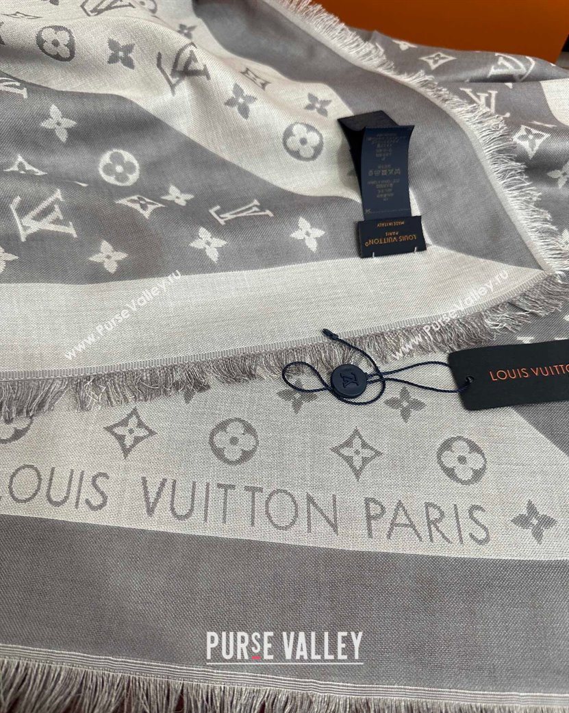 Louis Vuitton Cashmere Patchwork Square Scarf 140x140cm Grey 2025 LV091012 (XMN-250910036)
