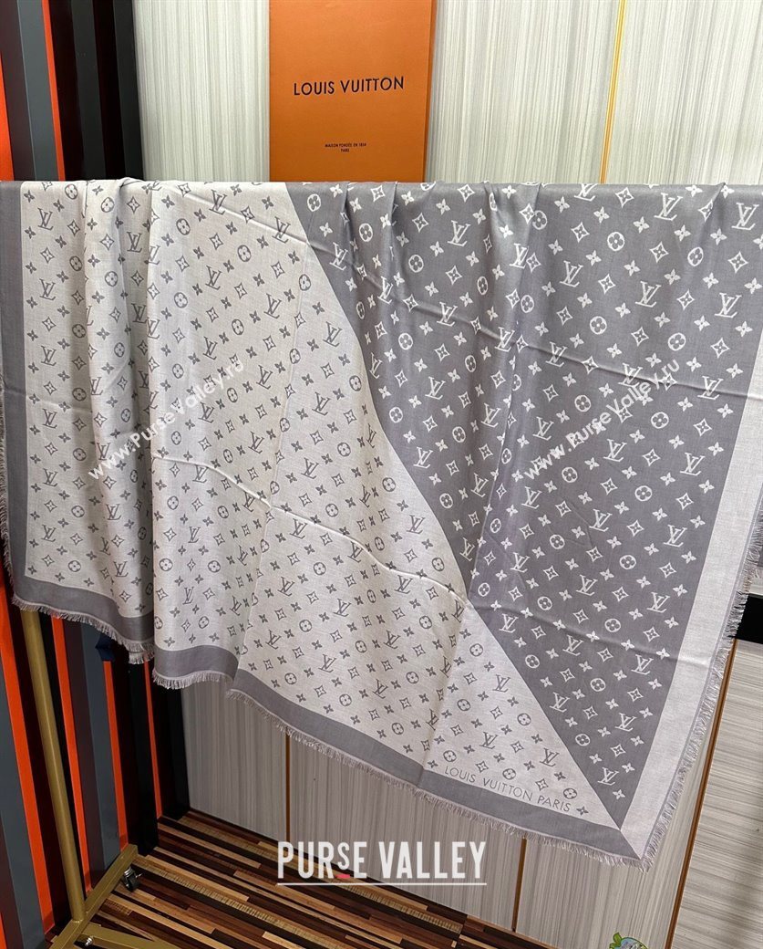 Louis Vuitton Cashmere Patchwork Square Scarf 140x140cm Grey 2025 LV091012 (XMN-250910036)