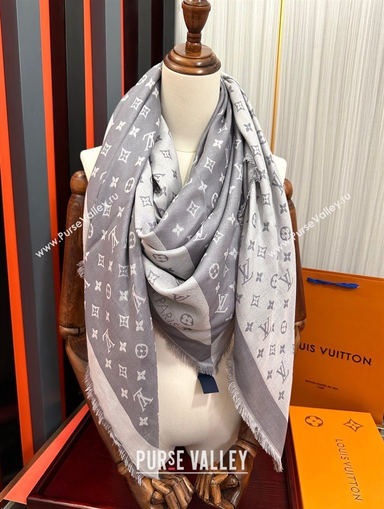 Louis Vuitton Cashmere Patchwork Square Scarf 140x140cm Grey 2025 LV091012 (XMN-250910036)