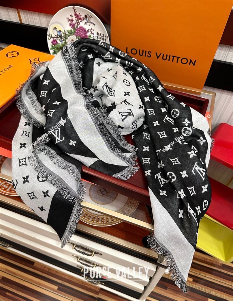 Louis Vuitton Cashmere Patchwork Square Scarf 140x140cm Black 2025 LV091012 (XMN-250910037)