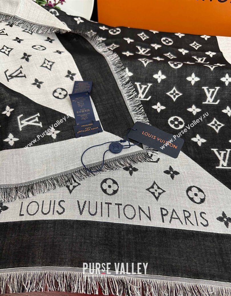 Louis Vuitton Cashmere Patchwork Square Scarf 140x140cm Black 2025 LV091012 (XMN-250910037)