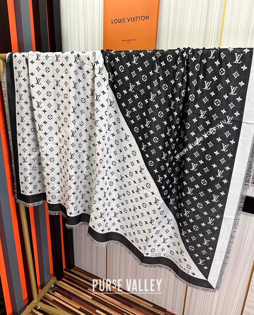 Louis Vuitton Cashmere Patchwork Square Scarf 140x140cm Black 2025 LV091012 (XMN-250910037)