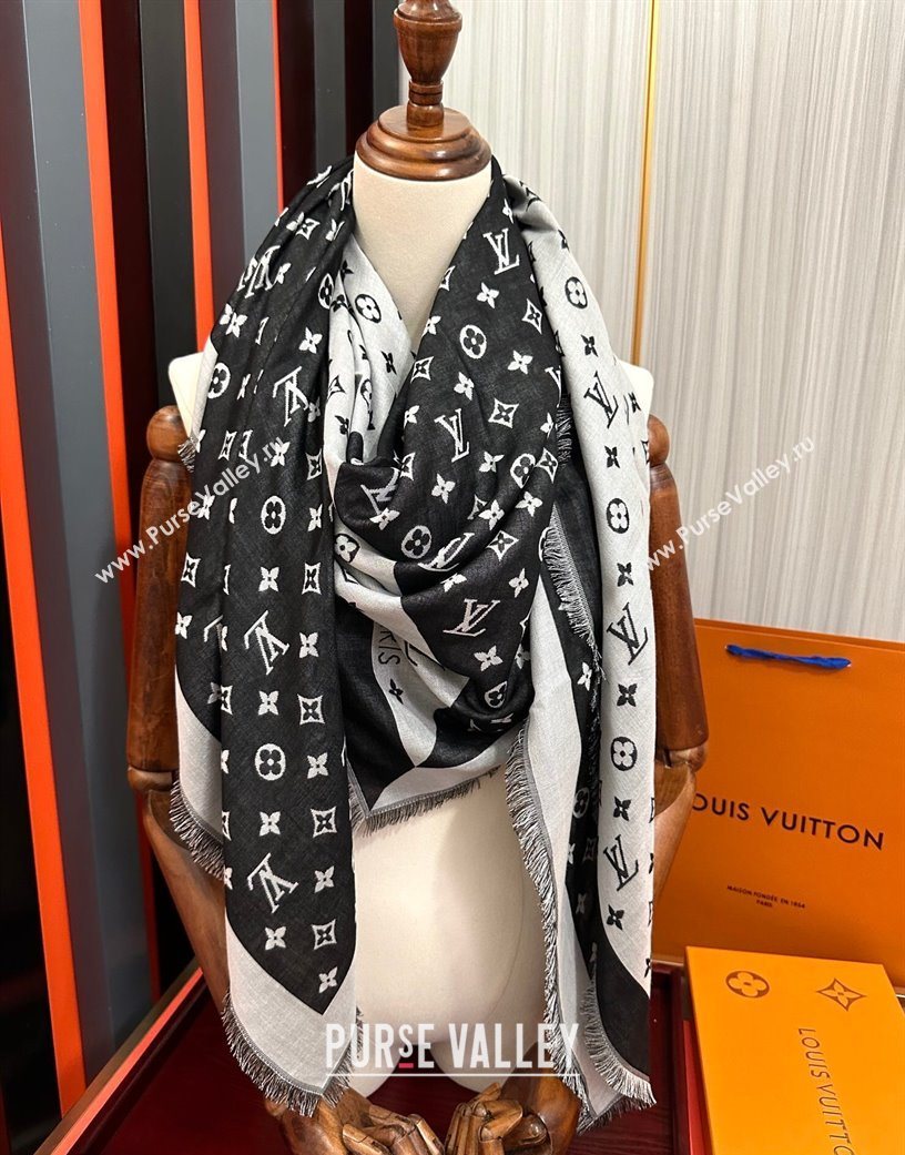 Louis Vuitton Cashmere Patchwork Square Scarf 140x140cm Black 2025 LV091012 (XMN-250910037)
