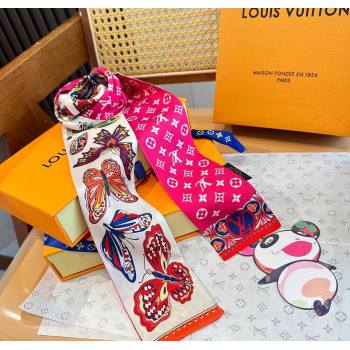 Louis Vuitton Butterfly Silk Bandeau Scarf Dark Pink 2025 LV091023 (SHI-250910068)
