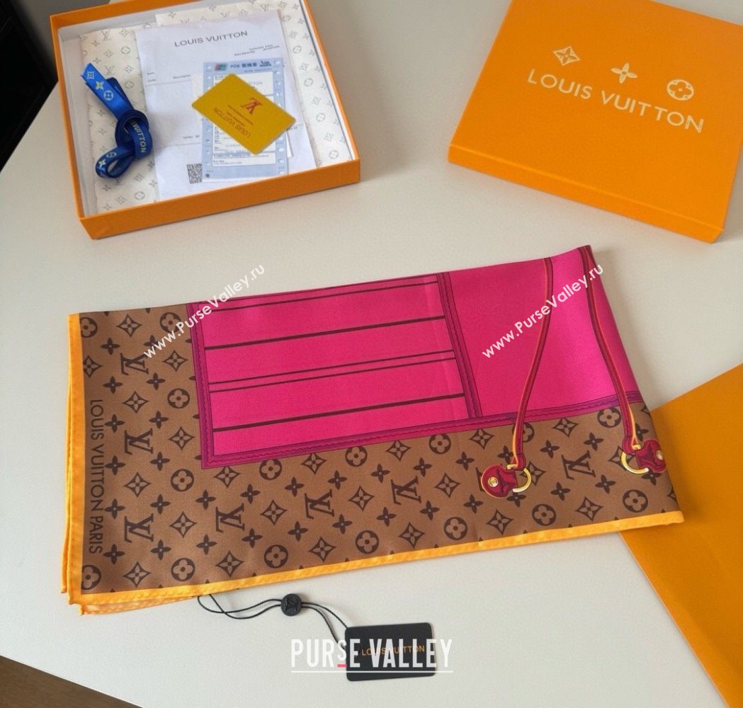 Louis Vuitton My Neverfull Silk Square Scarf 90x90cm Pink 2025 LV111104 (XMN-251111133)