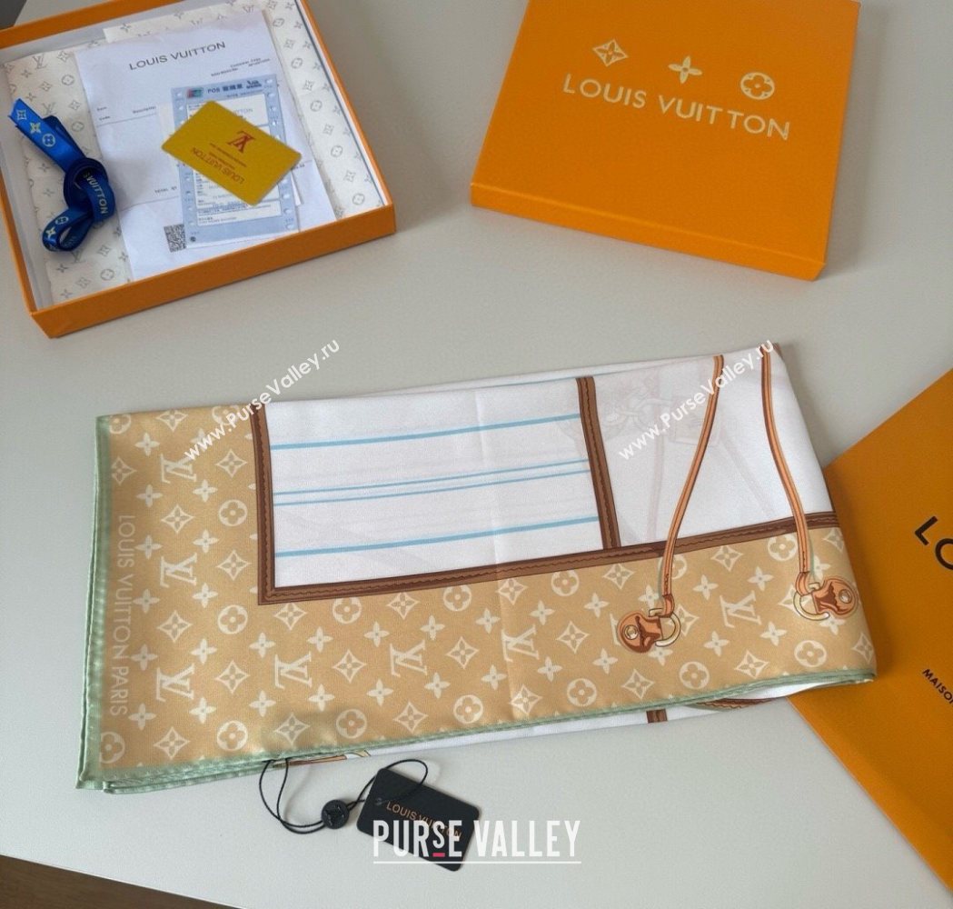 Louis Vuitton My Neverfull Silk Square Scarf 90x90cm Beige 2025 LV111104 (XMN-251111135)