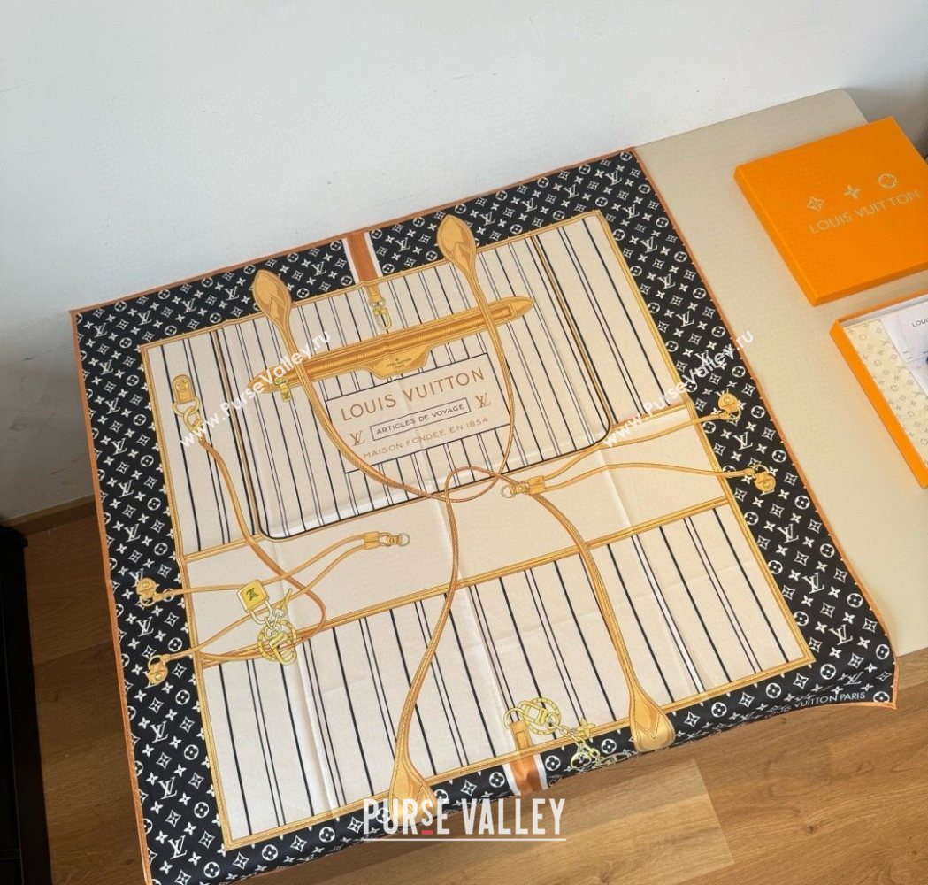 Louis Vuitton My Neverfull Silk Square Scarf 90x90cm Black 2025 LV111104 (XMN-251111136)