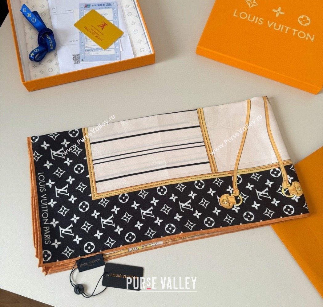 Louis Vuitton My Neverfull Silk Square Scarf 90x90cm Black 2025 LV111104 (XMN-251111136)