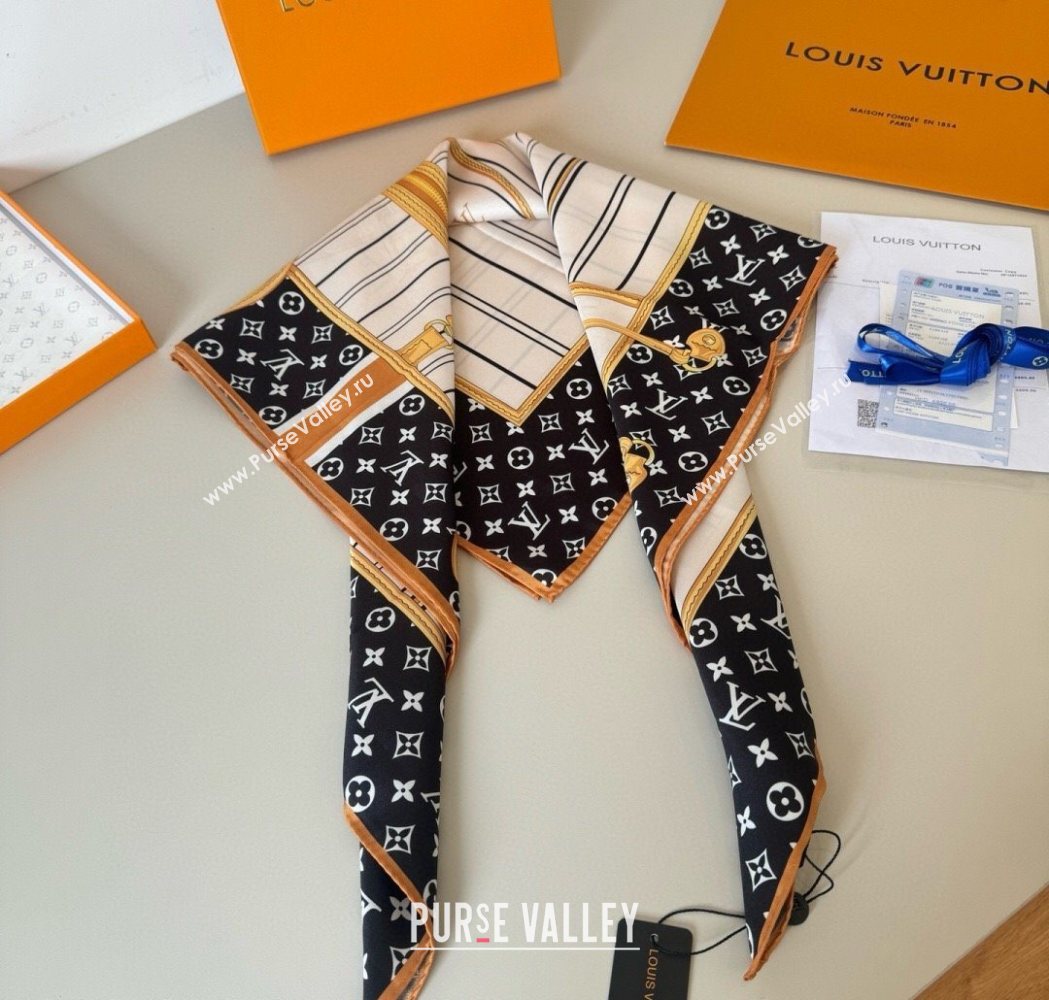 Louis Vuitton My Neverfull Silk Square Scarf 90x90cm Black 2025 LV111104 (XMN-251111136)