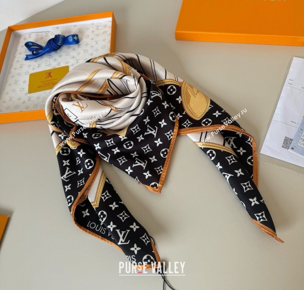 Louis Vuitton My Neverfull Silk Square Scarf 90x90cm Black 2025 LV111104 (XMN-251111136)