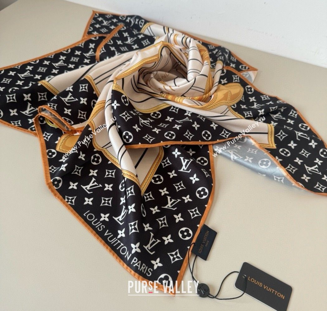 Louis Vuitton My Neverfull Silk Square Scarf 90x90cm Black 2025 LV111104 (XMN-251111136)