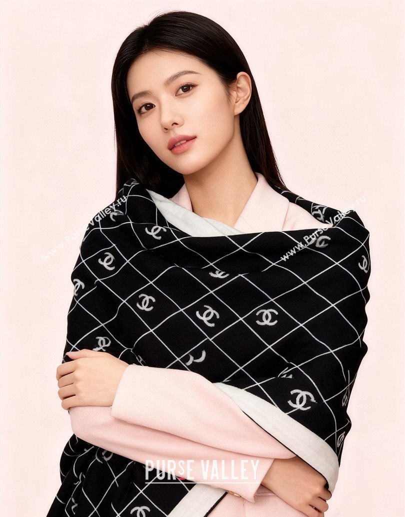 Chanel Quilted CC Square Scarf 140cm Black 2025 CH111138 (XMN-251111141)
