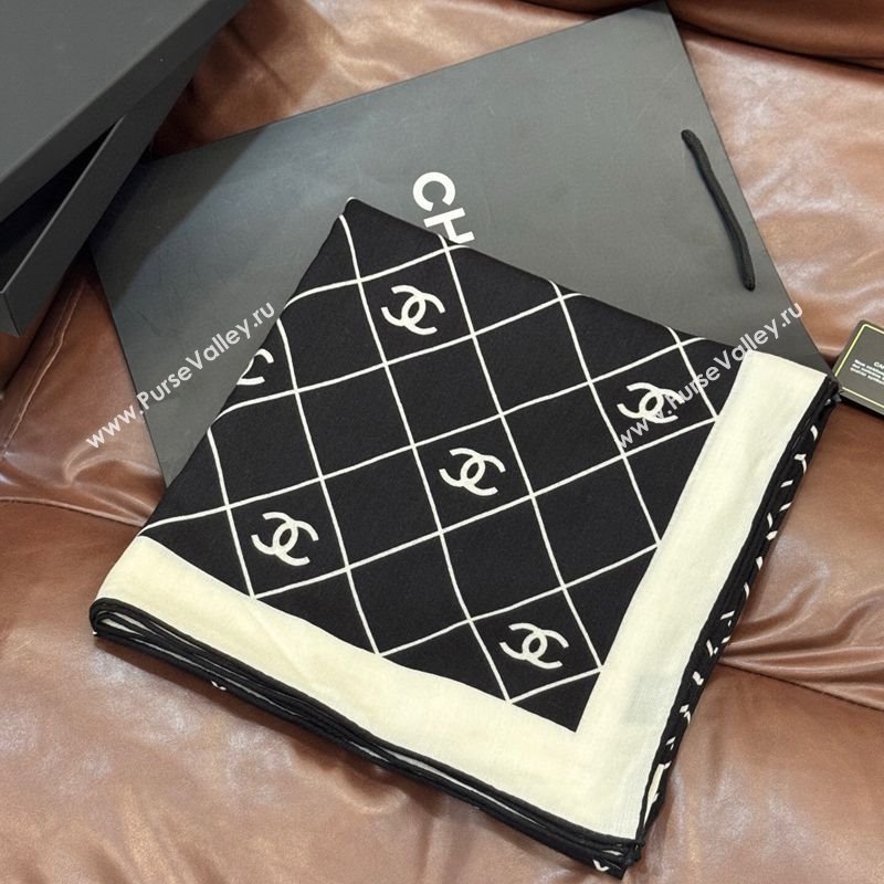 Chanel Quilted CC Square Scarf 140cm Black 2025 CH111138 (XMN-251111141)