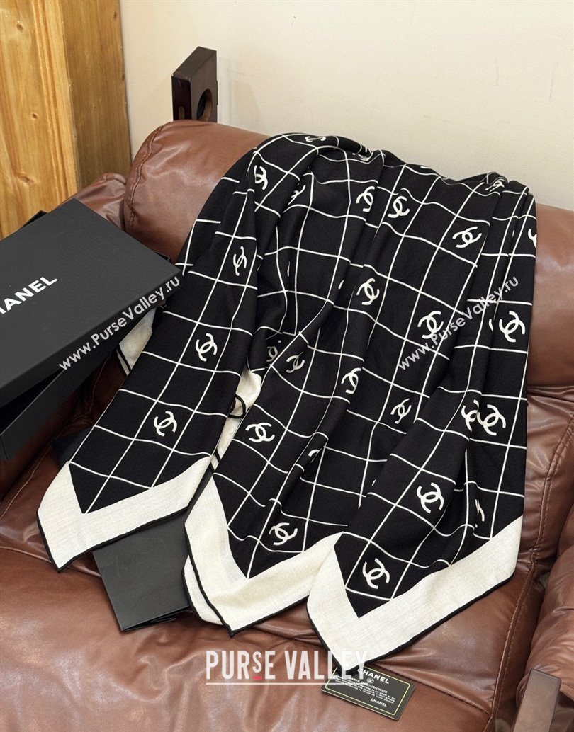 Chanel Quilted CC Square Scarf 140cm Black 2025 CH111138 (XMN-251111141)
