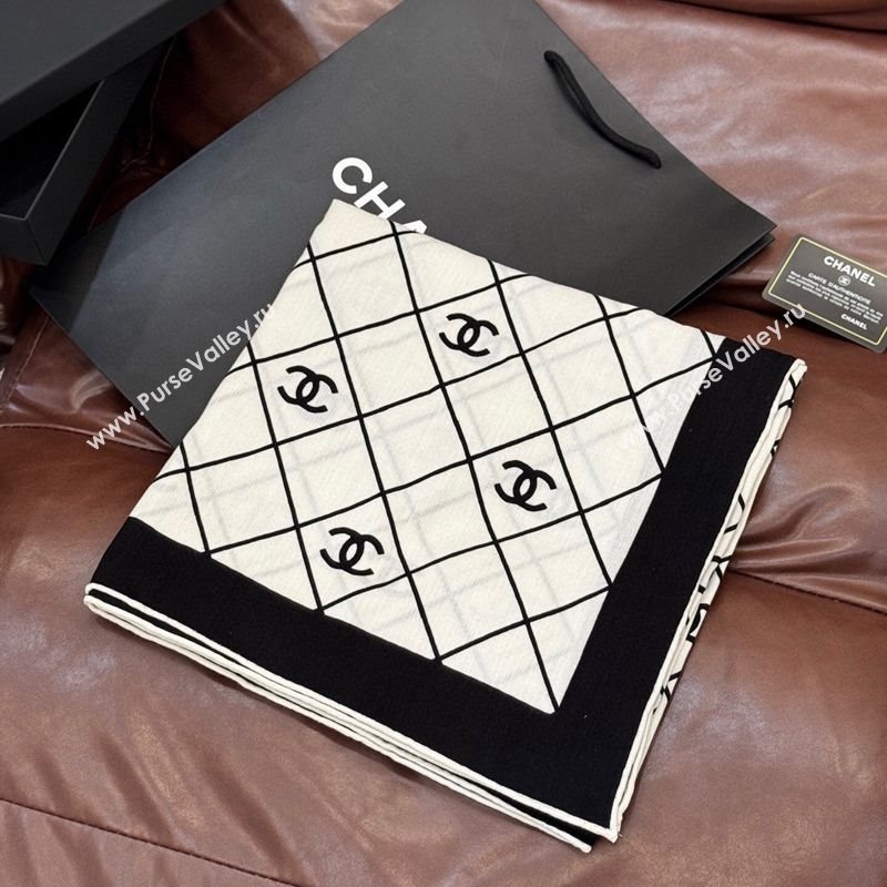 Chanel Quilted CC Square Scarf 140cm White 2025 CH111138 (XMN-251111142)