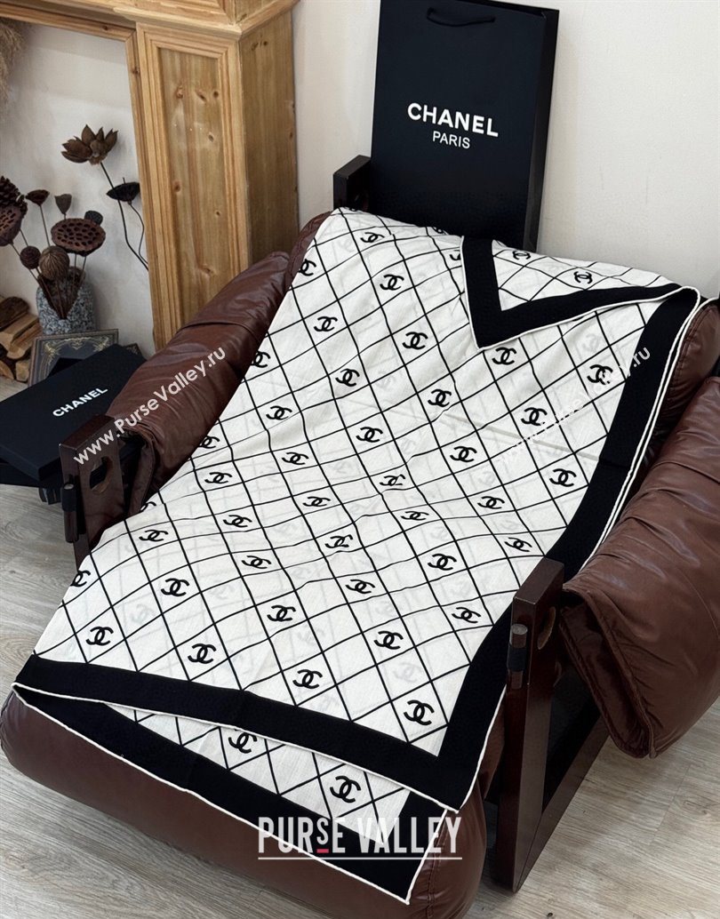 Chanel Quilted CC Square Scarf 140cm White 2025 CH111138 (XMN-251111142)