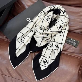 Chanel Quilted CC Square Scarf 140cm White 2025 CH111138 (XMN-251111142)