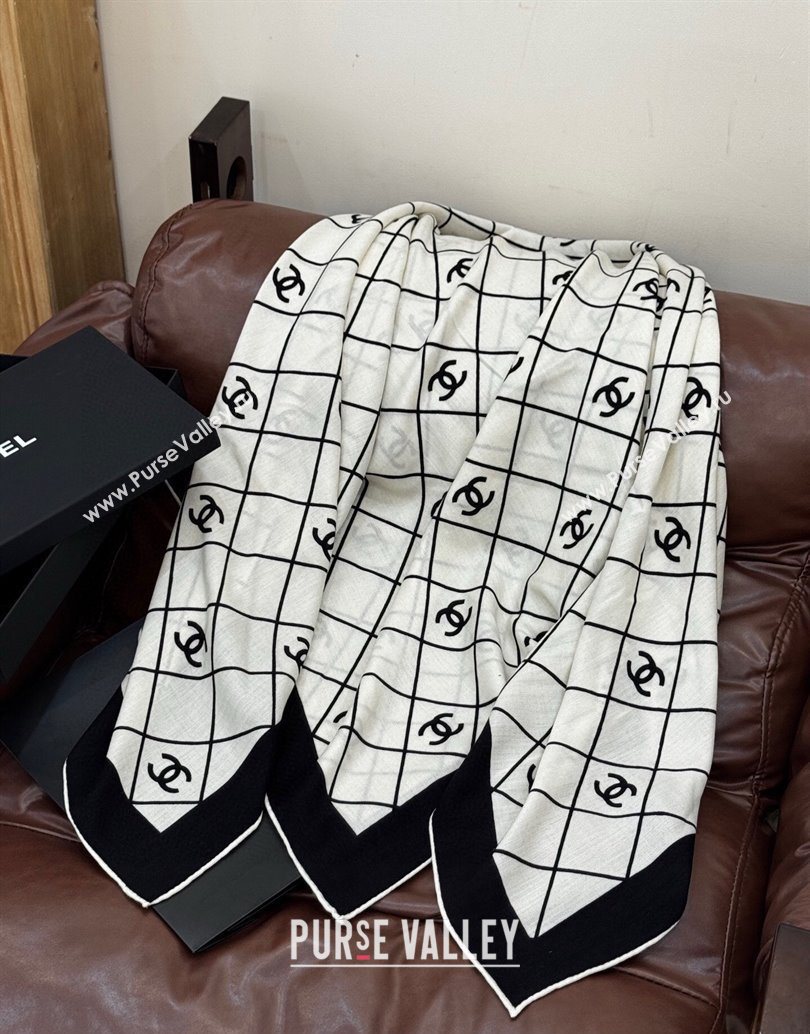 Chanel Quilted CC Square Scarf 140cm White 2025 CH111138 (XMN-251111142)