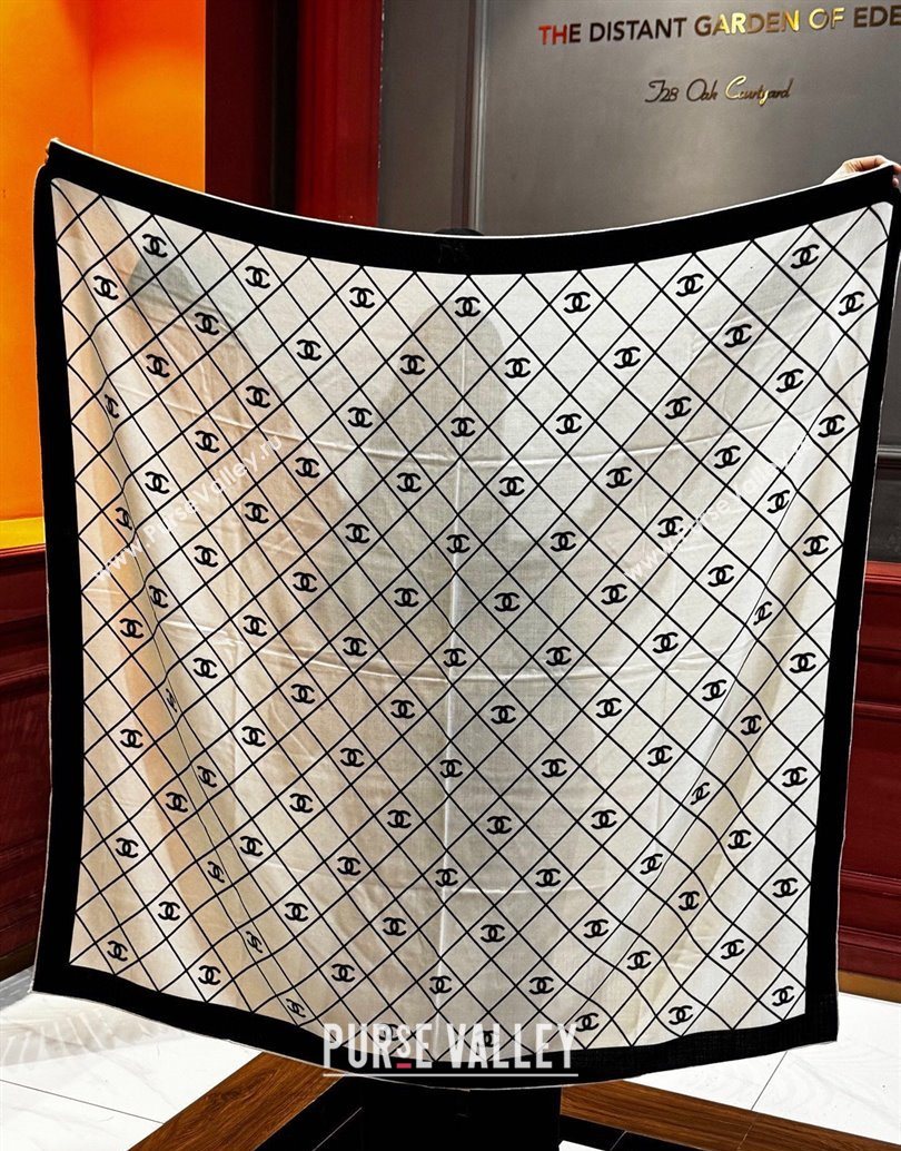 Chanel Quilted CC Square Scarf 140cm White 2025 CH111138 (XMN-251111142)