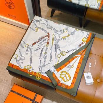 Hermes Silk Square Scarf 90x90cm Green 2025 H111149 (XMN-251111149)