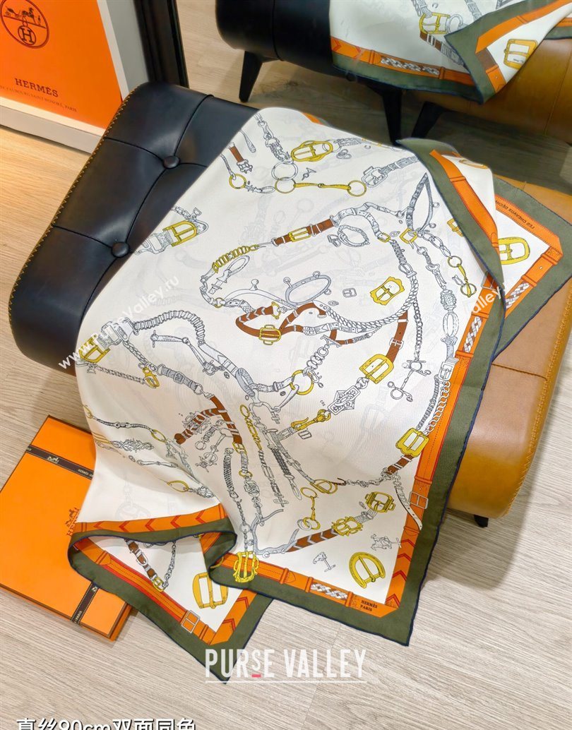 Hermes Silk Square Scarf 90x90cm Green 2025 H111149 (XMN-251111149)
